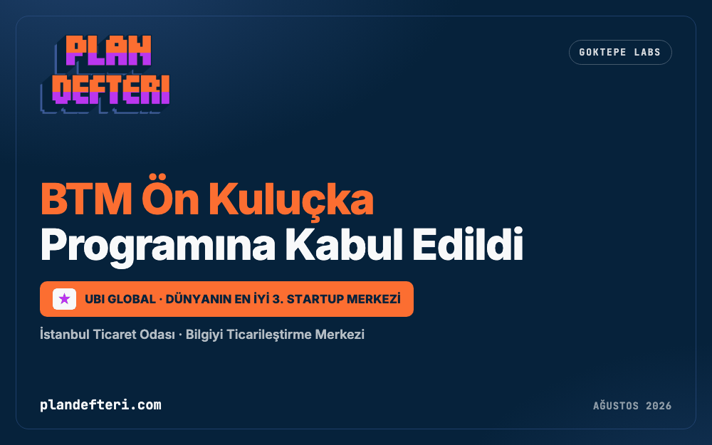 Plan Defteri logosu ve BTM Ön Kuluçka Programında başlığı